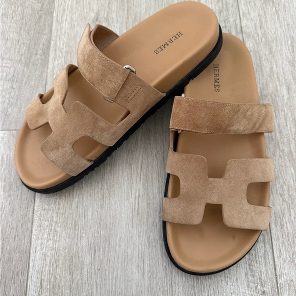 Hermes Shoes - Hermès Women's Chypre Neutral Beige Sandals Suede Sz 39